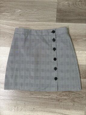 Forever 21 Gray Plaid Button-Front Mini Skirt